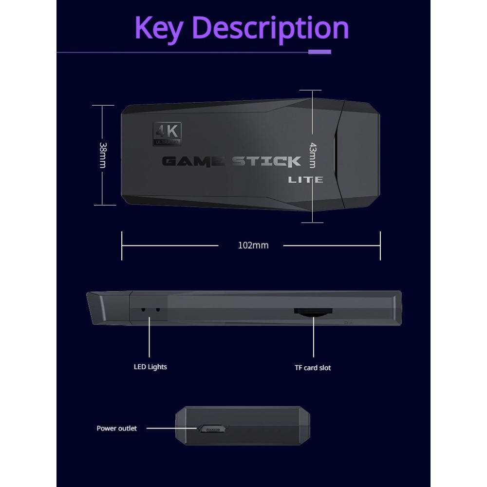 Portable 4K Retro Game Stick C - Retro Gaming Arcade Console ulasan dan harga