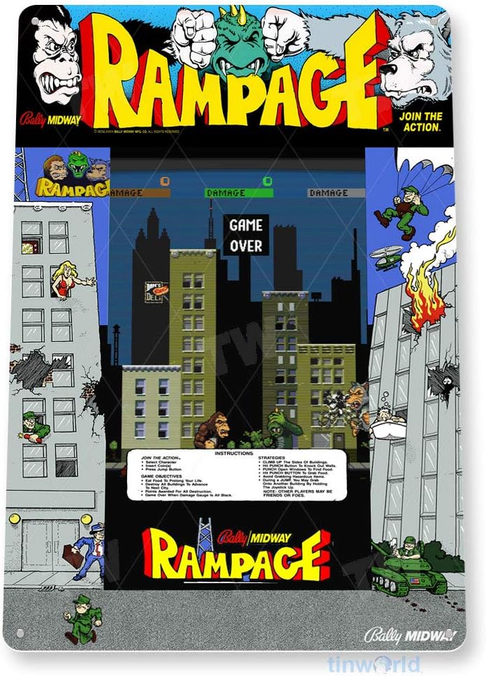 TIN SIGN Rampage Arcade Sign G - Retro Gaming Shop ulasan dan harga